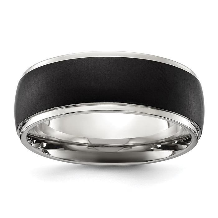 High-Quality Chiseled Titanium Ring - 8mm Band, Stylish Polished Finish-1