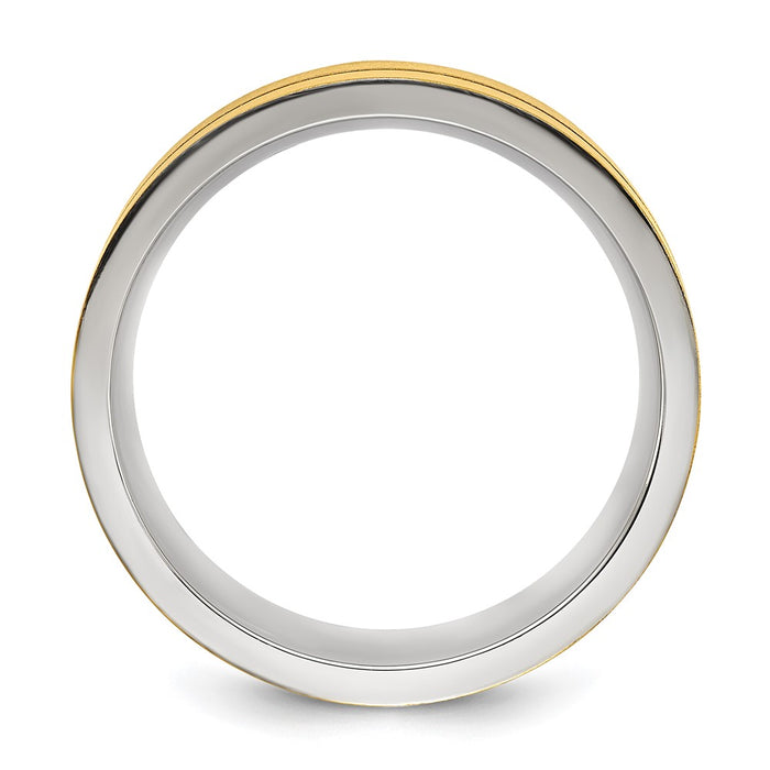 High-Quality Chiseled Titanium 8mm Band - Stylish Brushed & Polished Yellow IP Finish-2