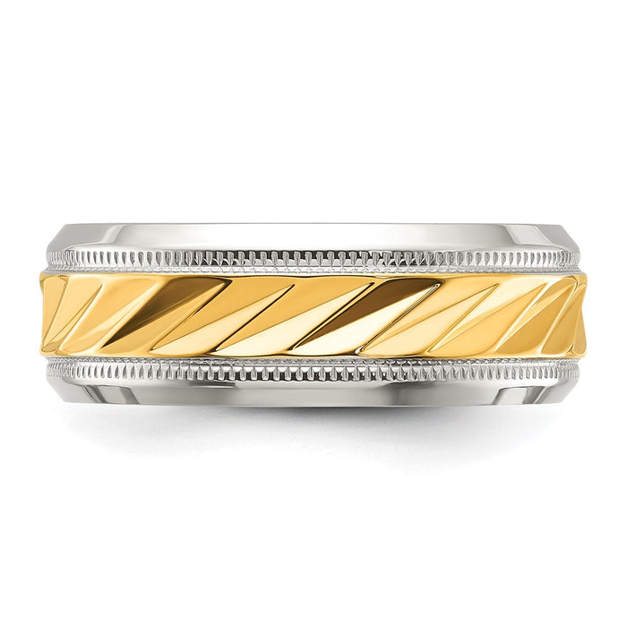 Exclusive 8mm Chisel Titanium Band - Polished Finish & Yellow IP-Plating-3