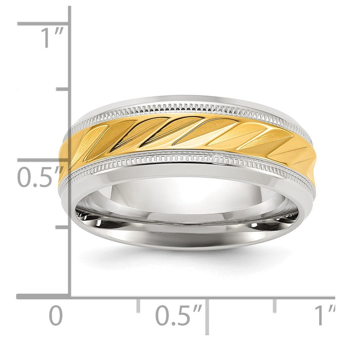 Exclusive 8mm Chisel Titanium Band - Polished Finish & Yellow IP-Plating-4