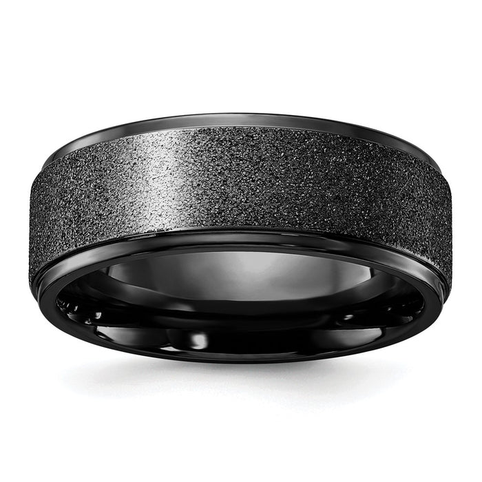 Exclusive 8mm Black IP-Plated Band | Stylish Titanium with Laser-Cut Center-1