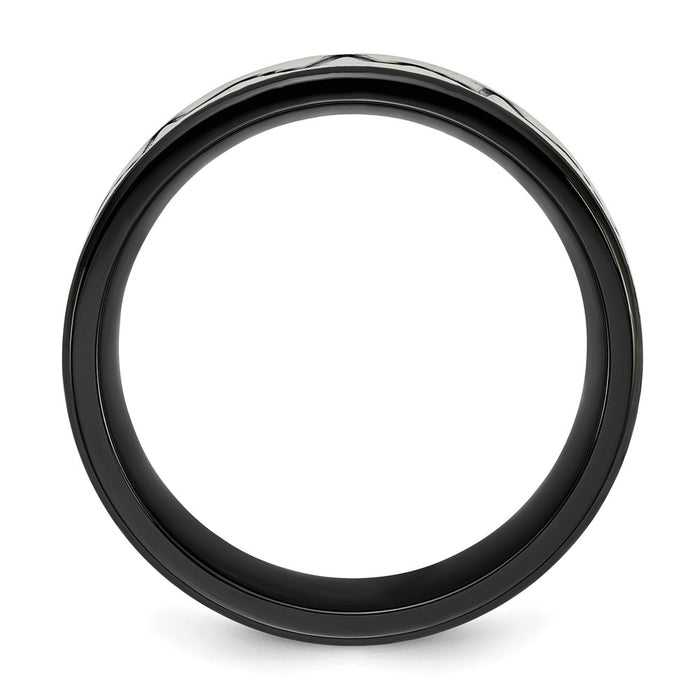 Buy Stylish 8mm Brushed Black IP-Plated Titanium Heartbeat Band - Luxury Design-2