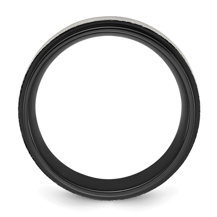 Exclusive 8mm Chiseled Titanium Ring - Stylish Black IP-Plated Band-2