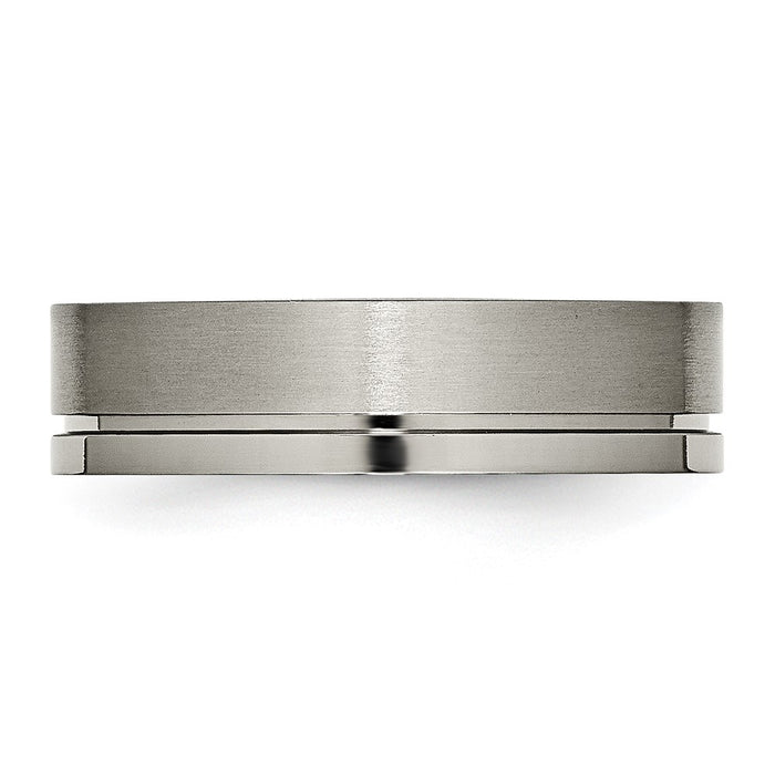 High-Quality 6mm Grooved Band in Brushed & Polished Titanium - Affordable Style-3