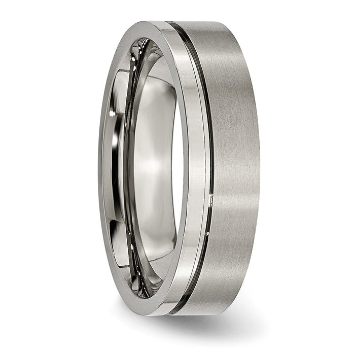 High-Quality 6mm Chiseled Titanium Grooved Band - Stylish Brushed & Polished Finish-4