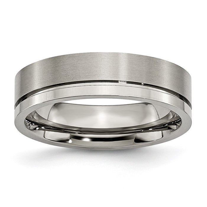 Buy Stylish 6mm Chiseled Titanium Grooved Band - High-Quality Finish, Affordable!-1