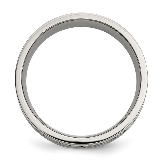 High-Quality 8mm Titanium Chisel Band with Sterling Silver Inlay - Stylish Celtic Knot Design-2