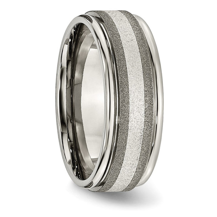 Exclusive Chiseled Titanium Band with Sterling Silver Inlay - Stylish Design-4