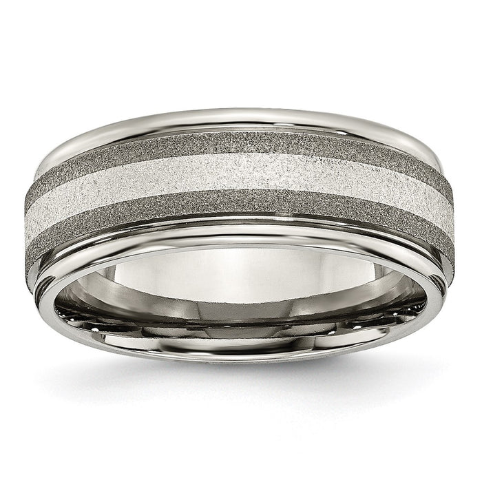 Exclusive Chiseled Titanium Band with Sterling Silver Inlay - Stylish Design-1