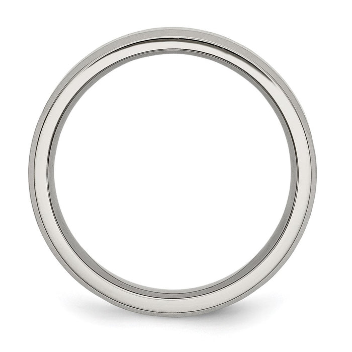 Buy Exclusive 6mm Chisel Beveled Edge Band - Affordable Brushed Titanium Ring-2