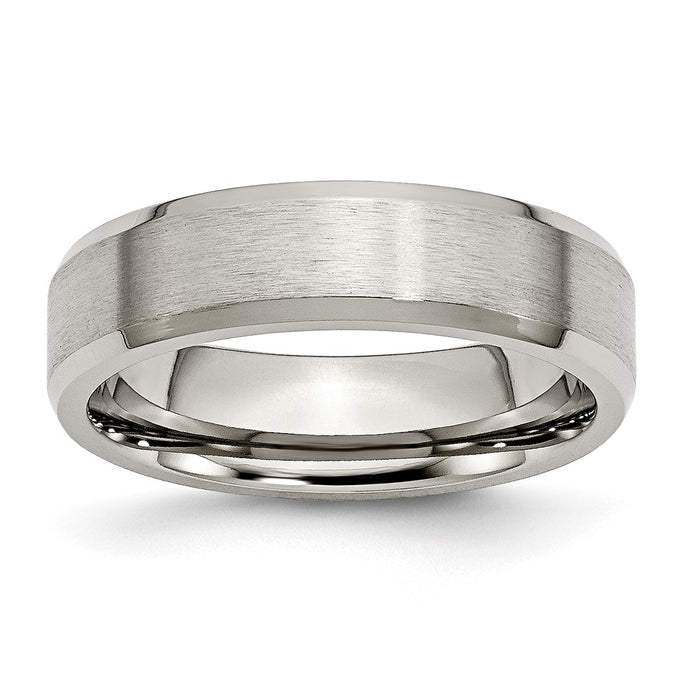 Exclusive 6mm Brushed & Polished Titanium Beveled Edge Band - Stylish Value-1