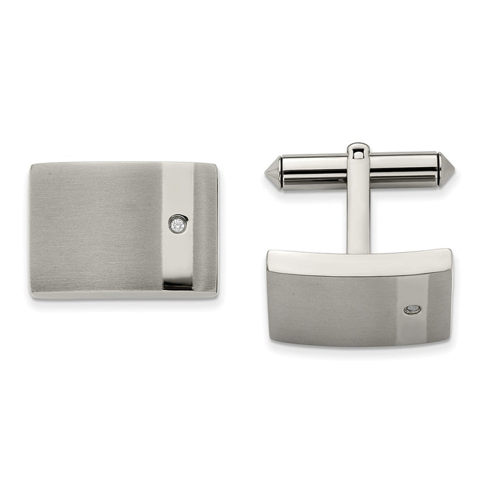 High-Quality Chiseled Titanium Cufflinks | Stylish CZ Accents & Finish-1