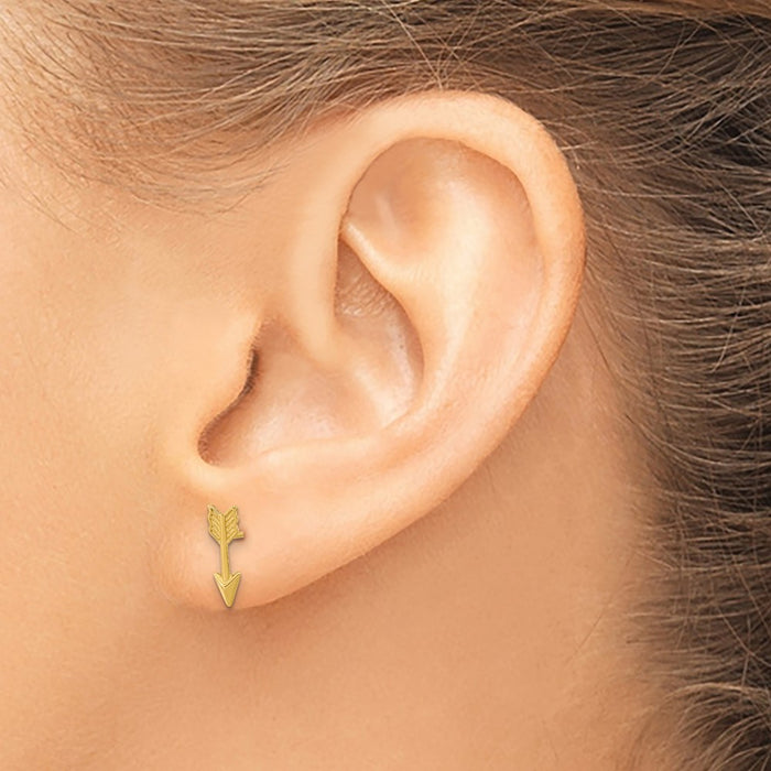 High-Quality 14K Gold Shiny Arrow Stud Earrings - Stylish & Affordable Value!-3