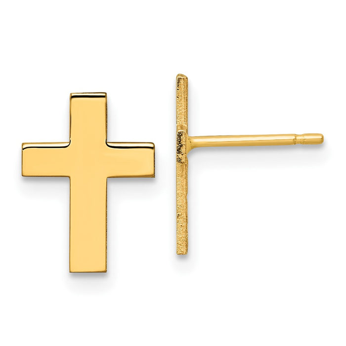 Exclusive 14K Gold Polished Cross Earrings - Stylish Design, Affordable Luxury-1