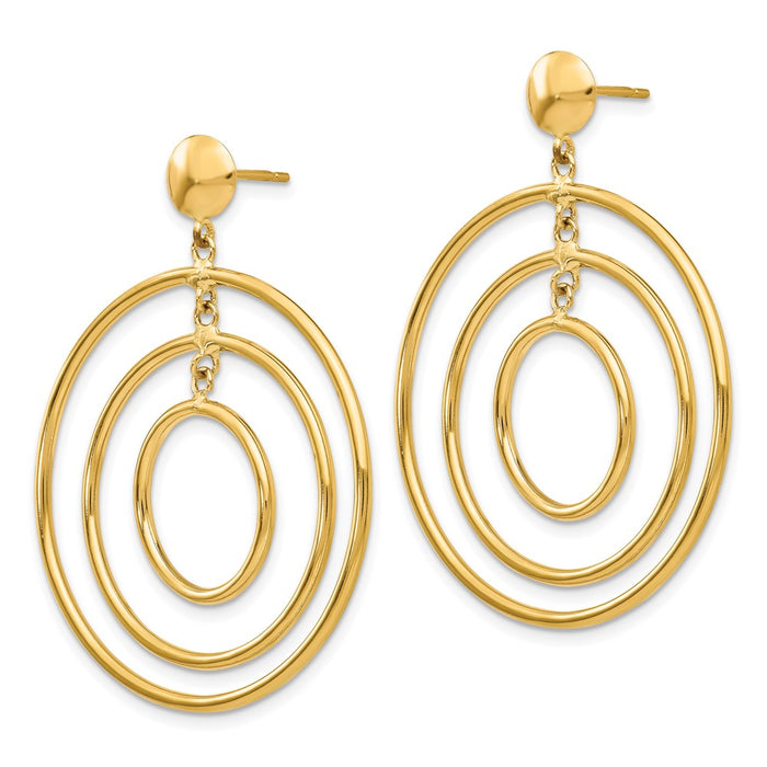 Shop 14K Gold Elegant Circle Dangle Post Earrings - Stylish & Affordable Luxury-2