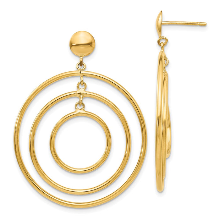 Shop 14K Gold Elegant Circle Dangle Post Earrings - Stylish & Affordable Luxury-1