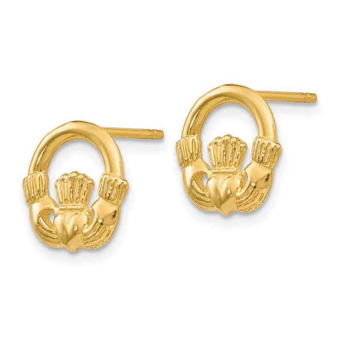 Shop Stylish 14K Gold Claddagh Stud Earrings - High-Quality, Affordable Luxury-2