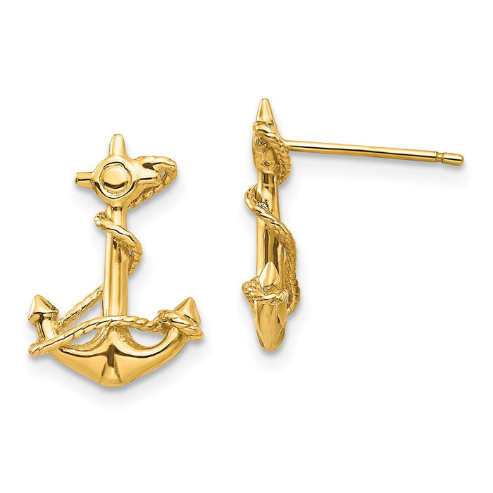 Buy 14K Gold 3D Anchor Post Earrings - Stylish Rope Detail, Affordable Luxury-1