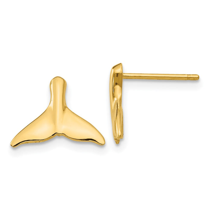 Exclusive 14K Gold Whale Tail Stud Earrings - Stylish & Affordable Luxury-1