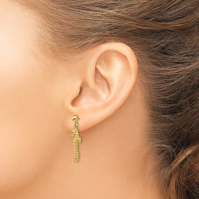 Shop Stylish 14K Gold Oversized Seahorse Dangle Earrings - Luxury Accessory-3
