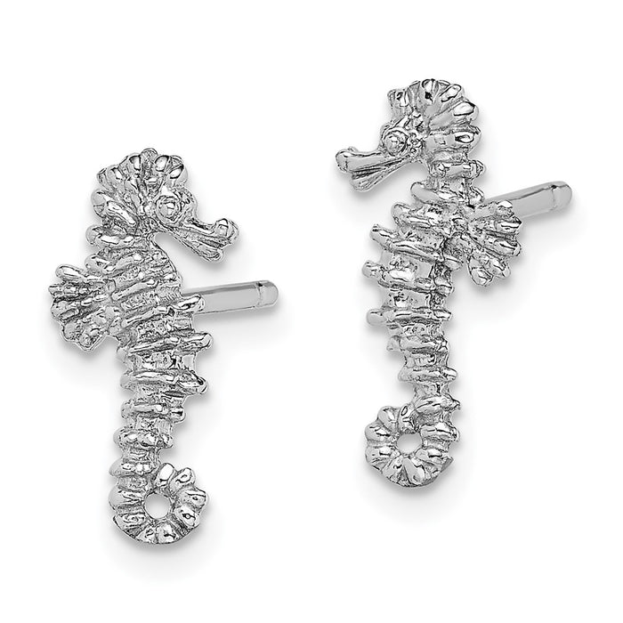 Shop Stylish 14K White Gold Delicate Seahorse Stud Earrings - Affordable Luxury!-2