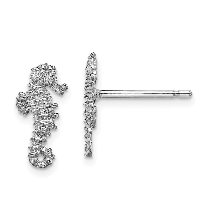 Shop Stylish 14K White Gold Delicate Seahorse Stud Earrings - Affordable Luxury!-1