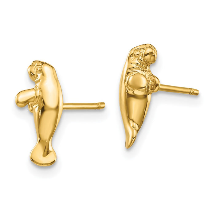 Buy Stylish 14K Gold Mini Manatee Stud Earrings - Affordable Luxury for You-2