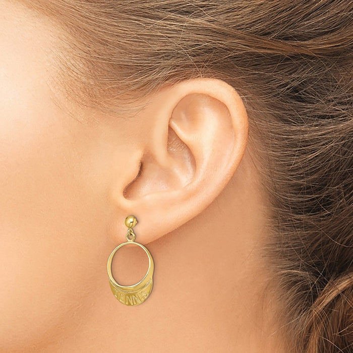 Shop Stylish 14K Gold 3D Tennis Visor Dangle Earrings - Exclusive Design-3