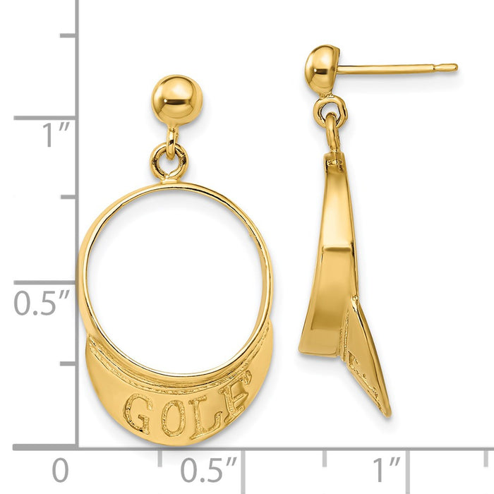 Shop Exclusive 14K Gold 3D Golf Visor Dangle Earrings | Stylish & Lightweight-4