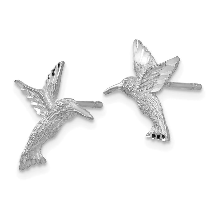Exclusive 14K White Gold Hummingbird Stud Earrings - Stylish & Affordable-2