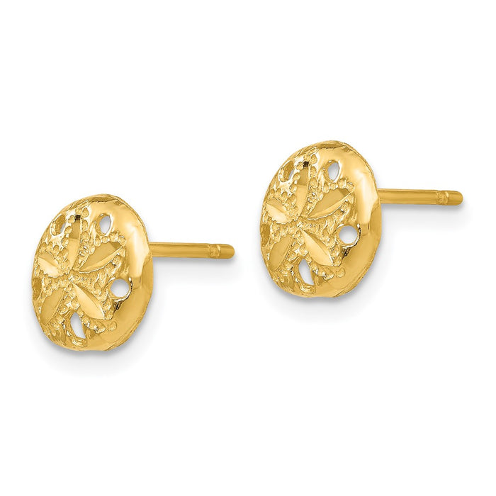 Exclusive 14K Gold Diamond-Cut Sand Dollar Earrings - Stylish & Affordable-2