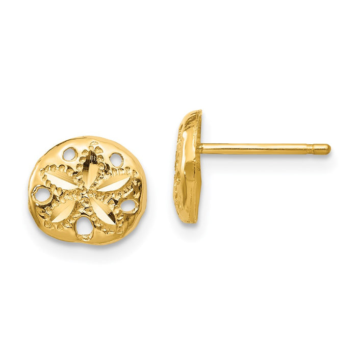 Exclusive 14K Gold Diamond-Cut Sand Dollar Earrings - Stylish & Affordable-1