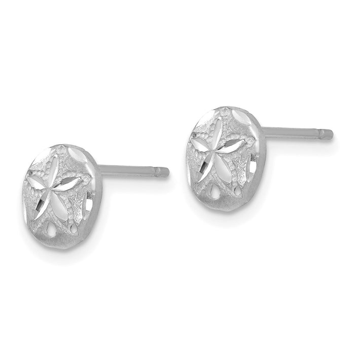 Buy Exclusive 14K White Gold Diamond-Cut Sand Dollar Earrings - Stylish Value!-2