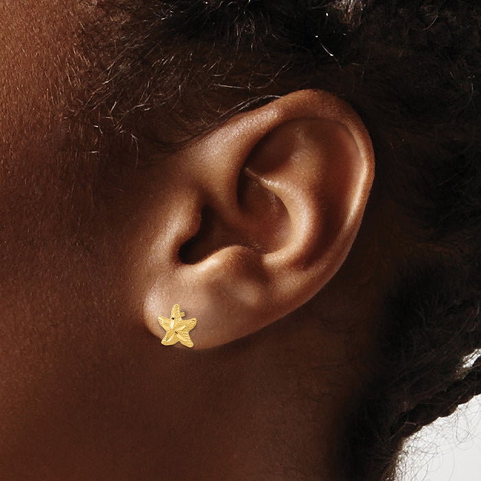 Exclusive 14K Gold Polished Diamond-Cut Starfish Stud Earrings | Stylish Value-3