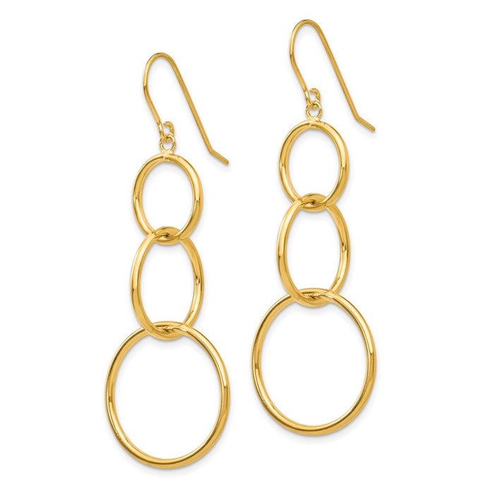 Exclusive 14K Gold Triple Circle Dangle Earrings - Stylish & Affordable Design-2