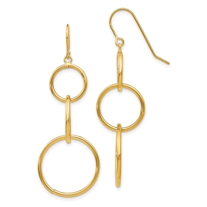 Exclusive 14K Gold Triple Circle Dangle Earrings - Stylish & Affordable Design-1