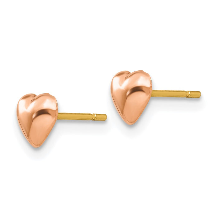 Buy Stylish 14K Rose Gold Polished Heart Stud Earrings - 0.85mm, Luxury Look-2