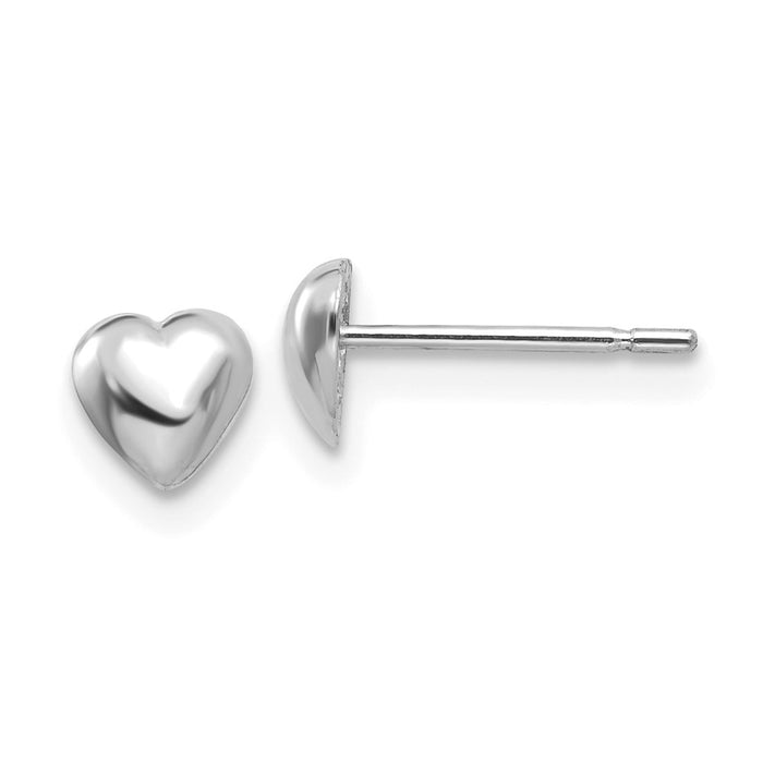 Exclusive 14K White Gold Polished Heart Post Earrings - Stylish Value!-1