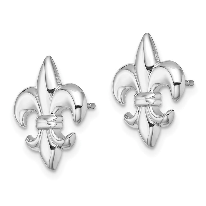 Exclusive 14K White Gold Petite Fleur-De-Lis Stud Earrings - Stylish Value!-2