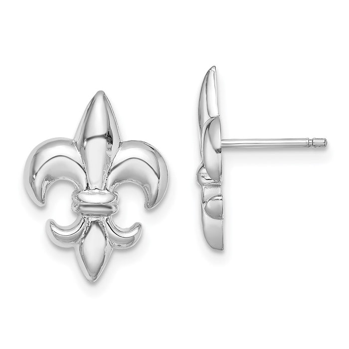 Exclusive 14K White Gold Petite Fleur-De-Lis Stud Earrings - Stylish Value!-1