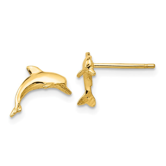 High-Quality 14K Gold Dolphin Stud Earrings - Stylish & Affordable Luxury!-1
