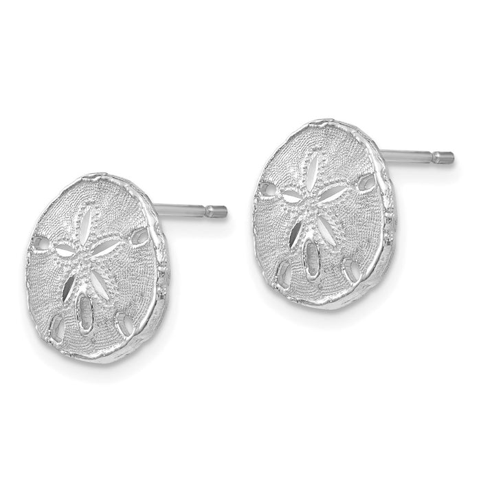 Exclusive 14K White Gold Sand Dollar Stud Earrings - Stylish & Affordable-2