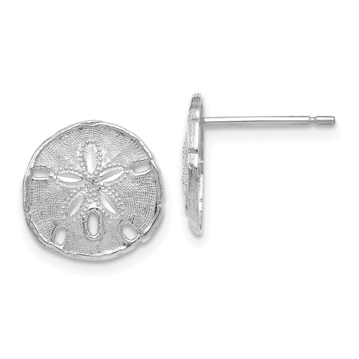 Exclusive 14K White Gold Sand Dollar Stud Earrings - Stylish & Affordable-1