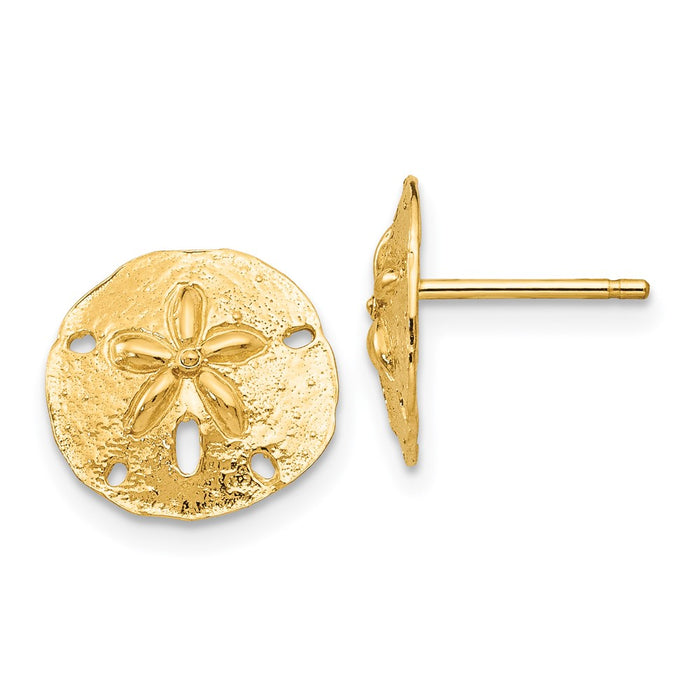 High-Quality 14K Gold Sand Dollar Stud Earrings - Stylish & Affordable Elegance-1