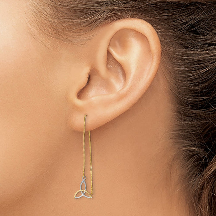 High-Quality 14K Gold Celtic Knot Threader Earrings | Stylish Rhodium Chain-3