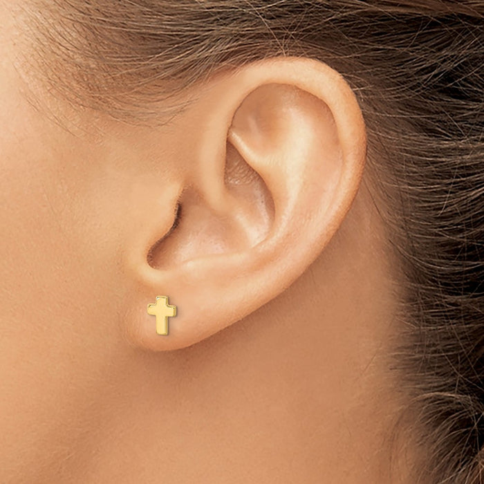 Exclusive 14K Gold Cross Post Earrings - Stylish & Affordable Design-3