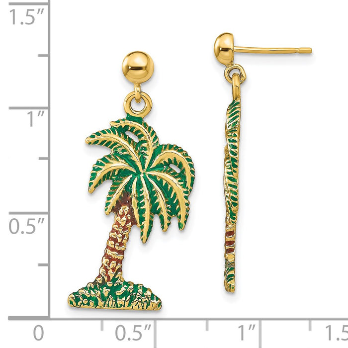 Buy Stylish 14K Gold Enamel Palm Tree Dangle Earrings - Exclusive Design!-4