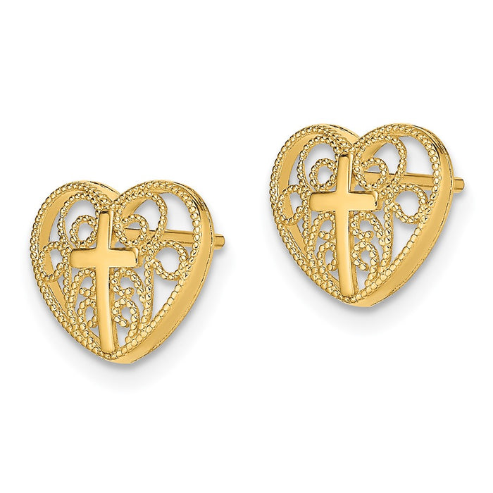 Shop Stylish 14K Gold Heart and Cross Post Earrings - Affordable Luxury Style-2