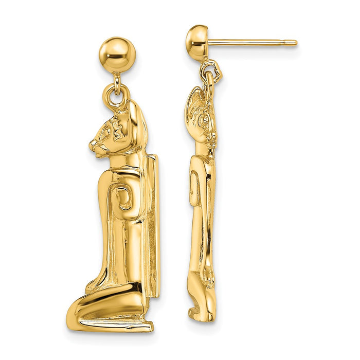 Buy Exclusive 14K Gold Marco Island Cat Dangle Earrings - Stylish & Affordable!-1
