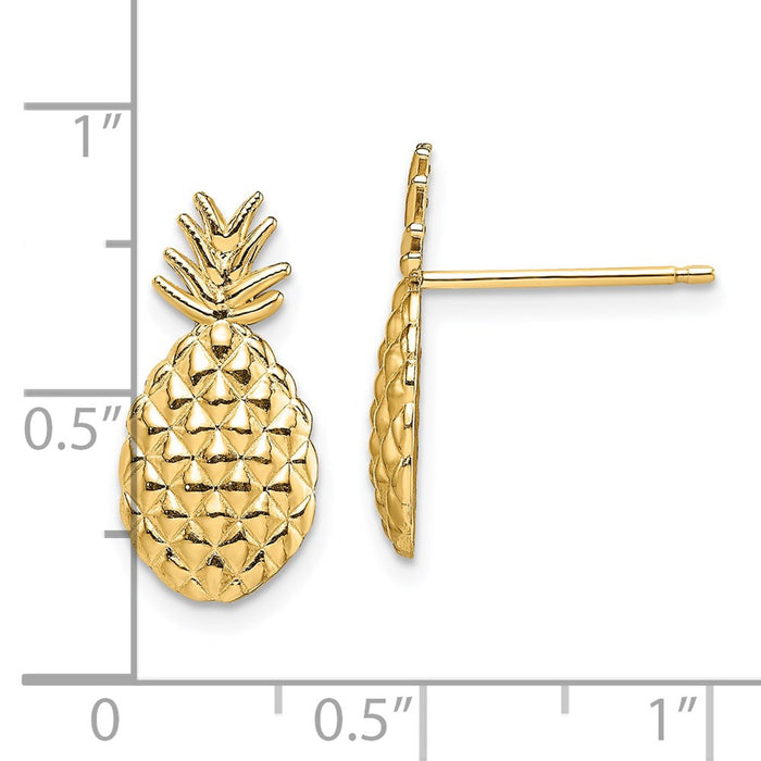Shop Stylish 14K Gold Textured Pineapple Stud Earrings - Exclusive Luxury Value!-5